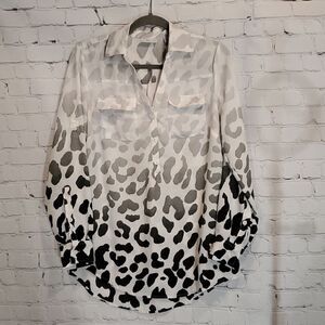 New York and Company ombre animal print blouse